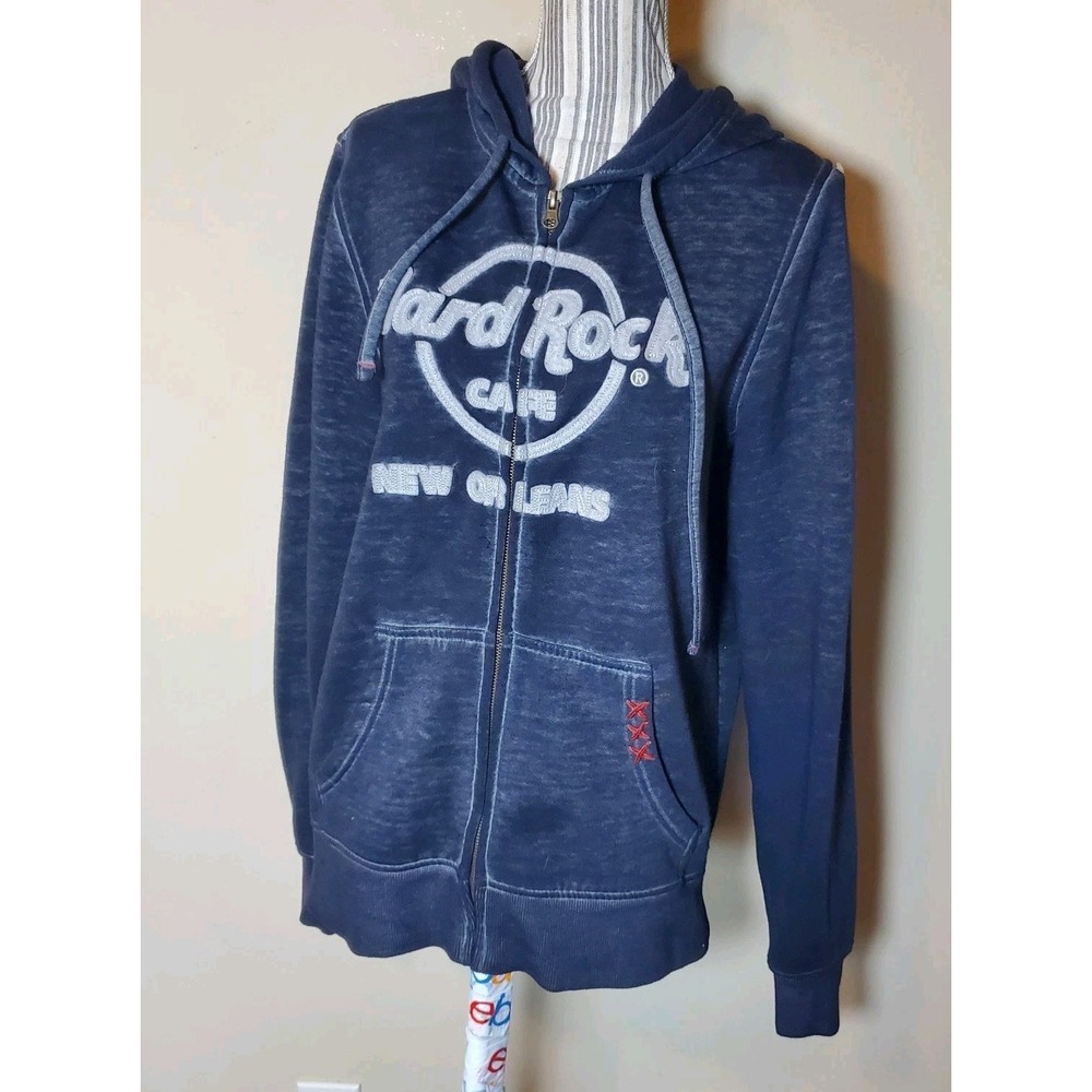 Hard Rock Cafe New Orleans Men's S Charcoal Hoodie Full Zip EUC
